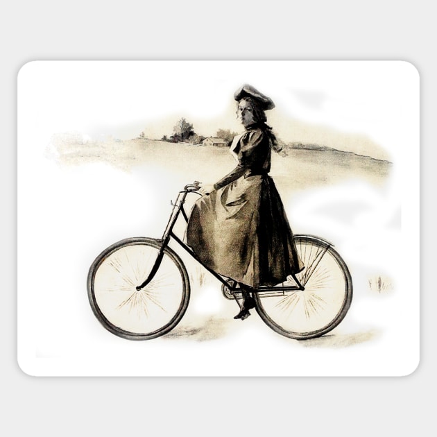 The Lady on the Bicycle Sticker by PictureNZ